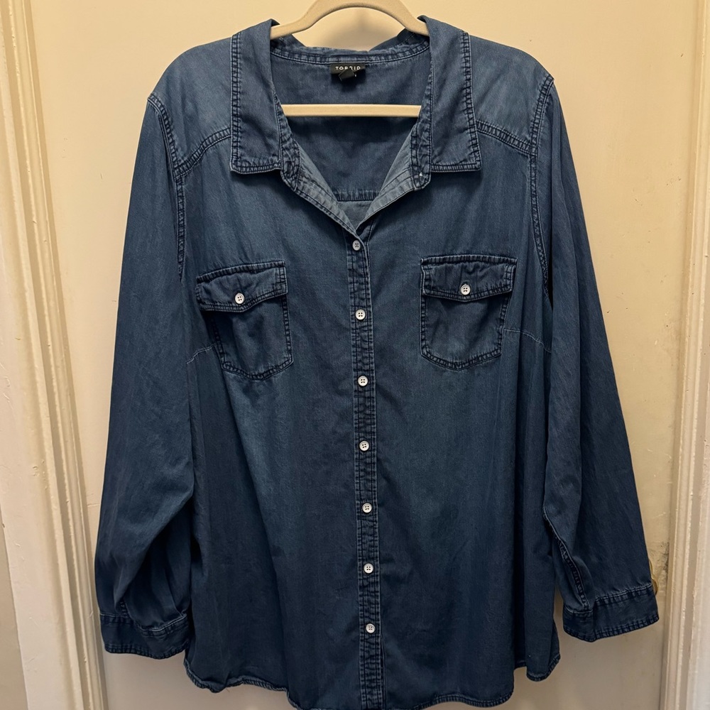 Classic denim button-down shirt, torrid, 4X 26/28